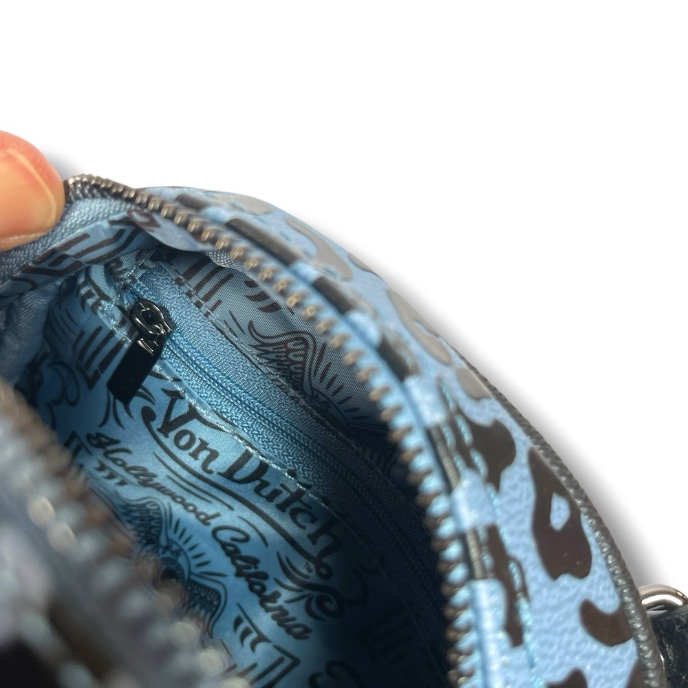 Von Dutch Blue Cheetah Blueberry Crush Mini Bowling Bag Y2K Style Vegan Crossbod - Picture 7 of 16